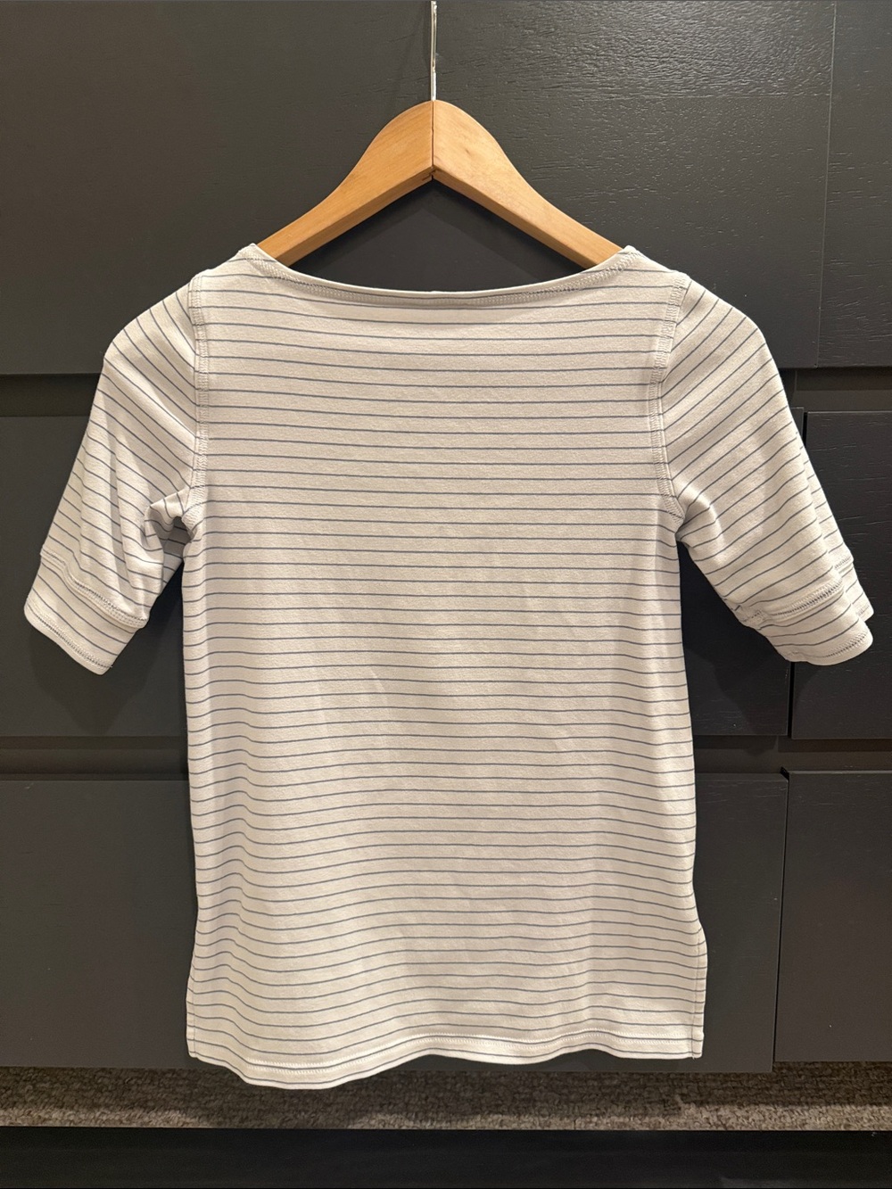 Madewell White Boatneck Tee with Thin Blue Stripes - Picture 3 of 4